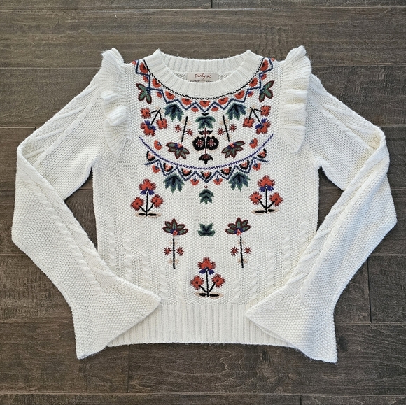 Beautiful Rene Derhy Embroidered Knit Sweater Sz Small - Picture 4 of 6